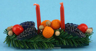Dollhouse Miniature Centerpiece with Fruit and Candles